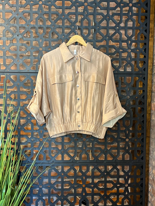 Taupe Lapel Collar Overshirt