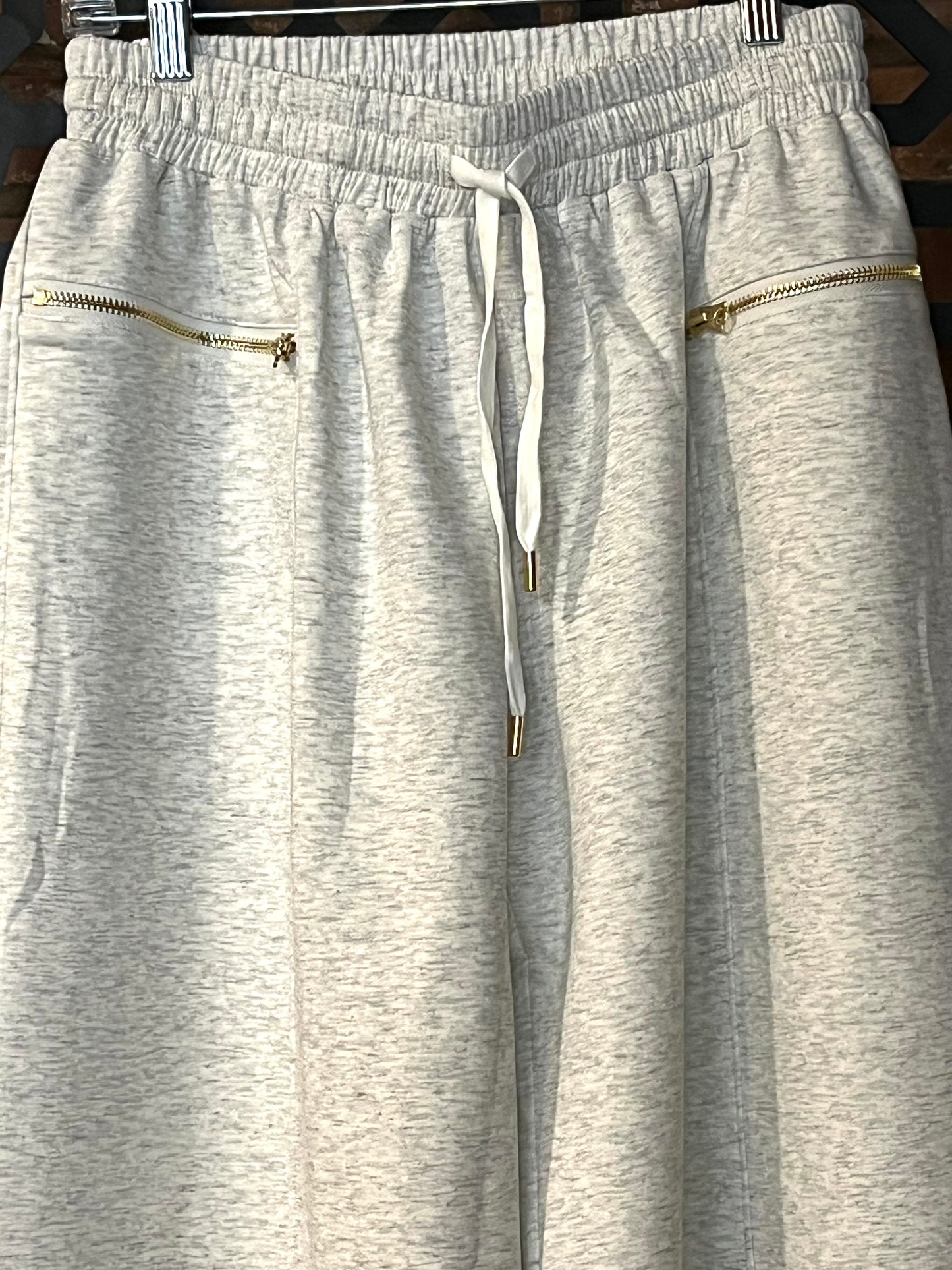 "Lori" Oversized Scuba Sweatpants with Gold Zippers