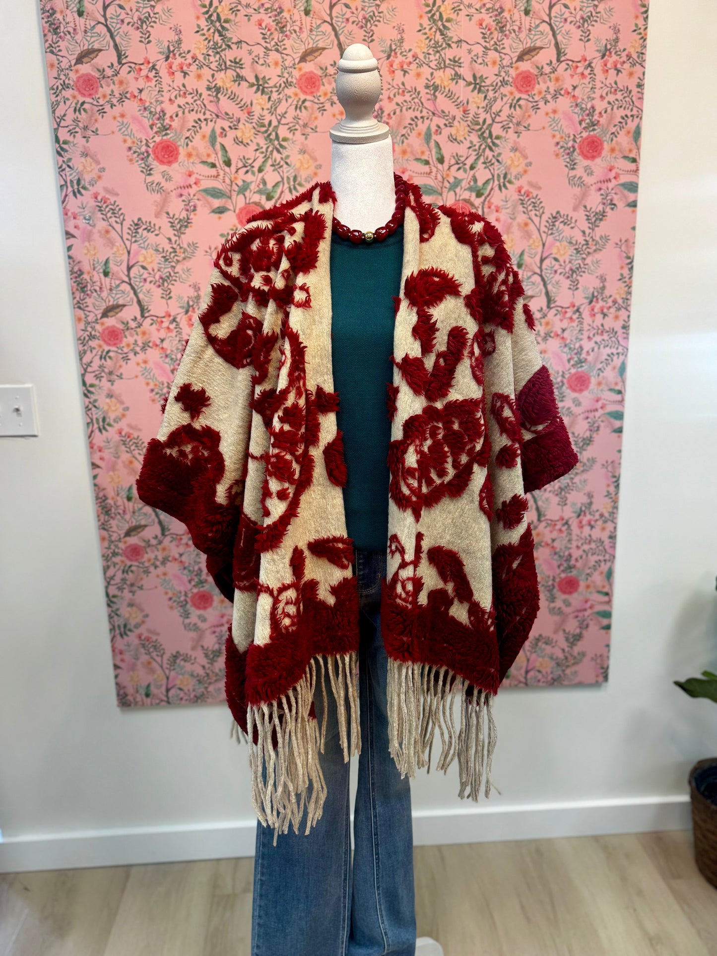 Ruby Fringe Cape