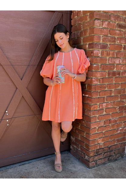 Scalloped Trim Mini Dress