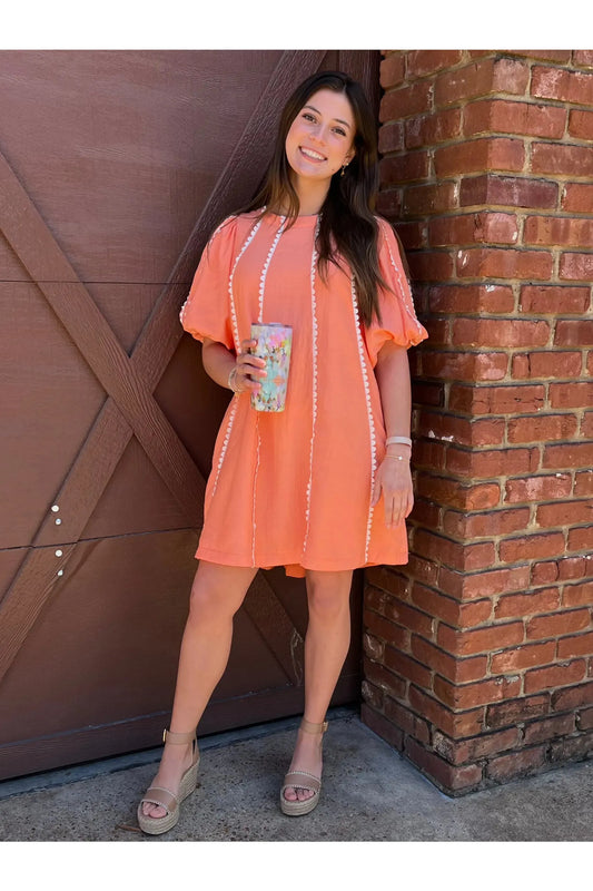 Scalloped Trim Mini Dress