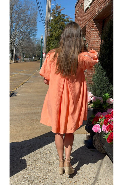Scalloped Trim Mini Dress