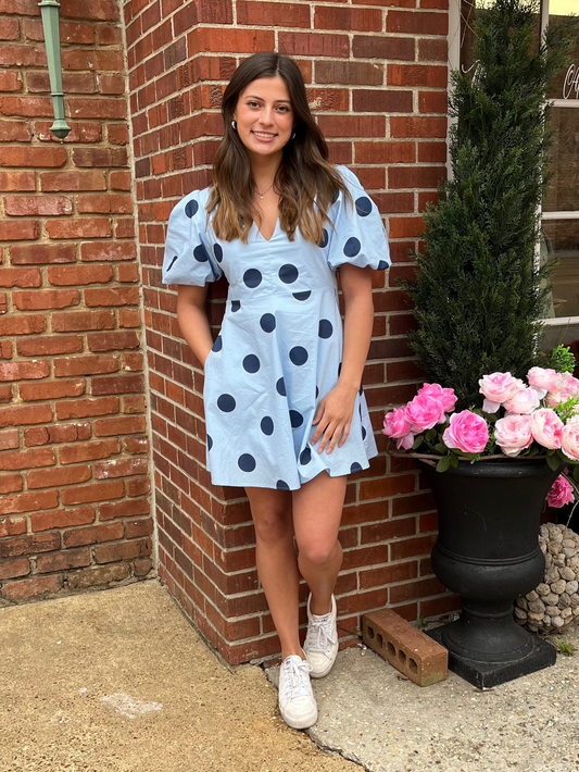 Navy Polka Dot Dress