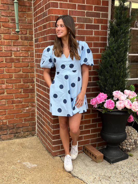 Navy Polka Dot Dress