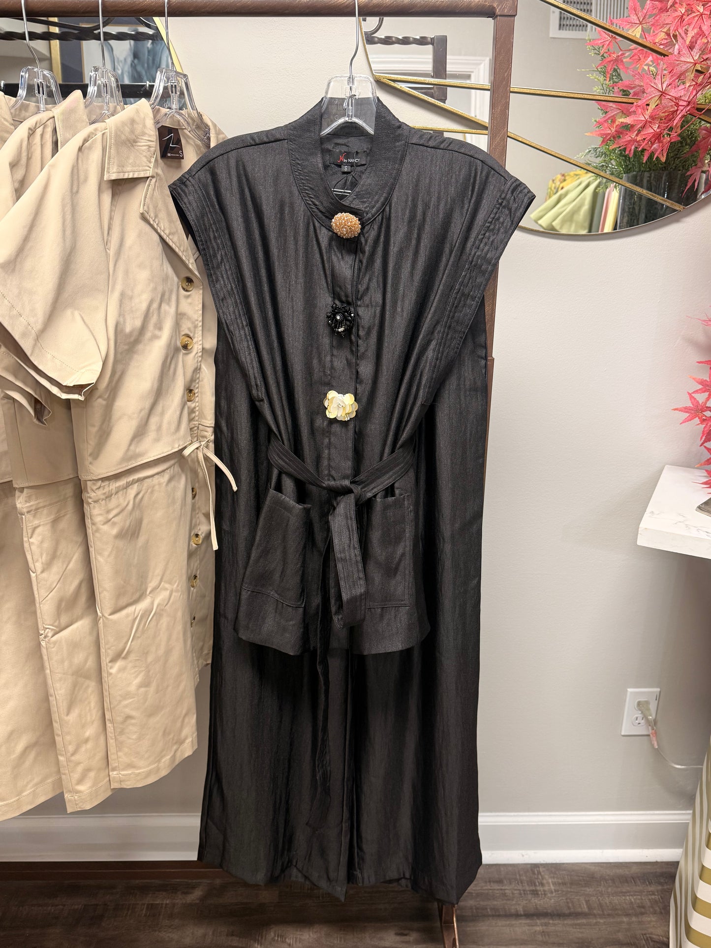 Embellished Button Pant Set