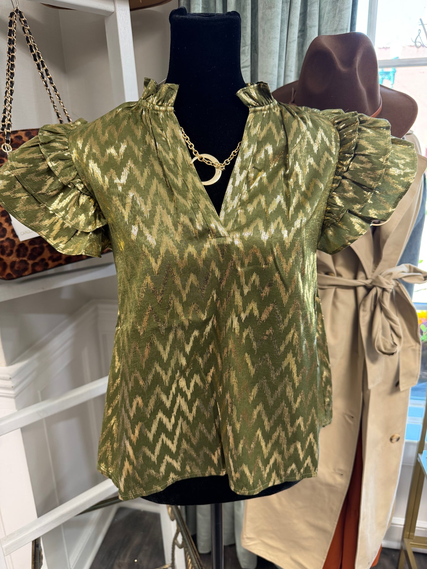 Ruffle Sleeve Blouse Top