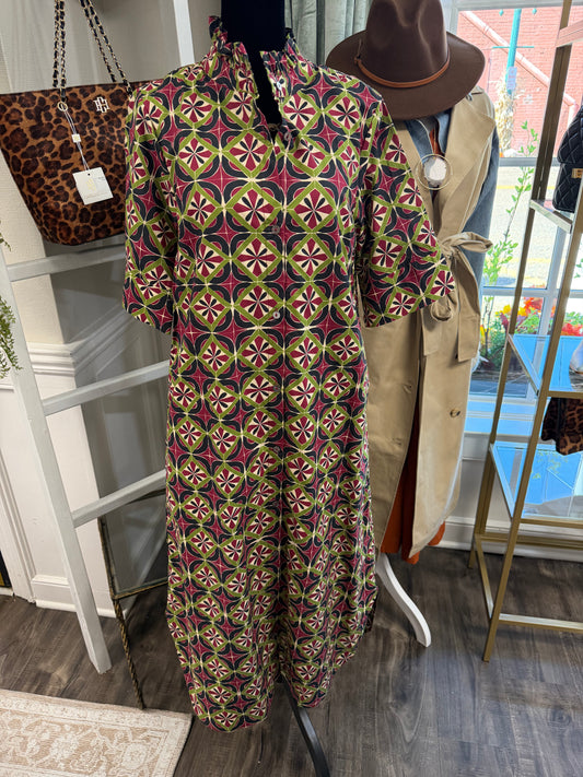 Geometric Print Midi Dress