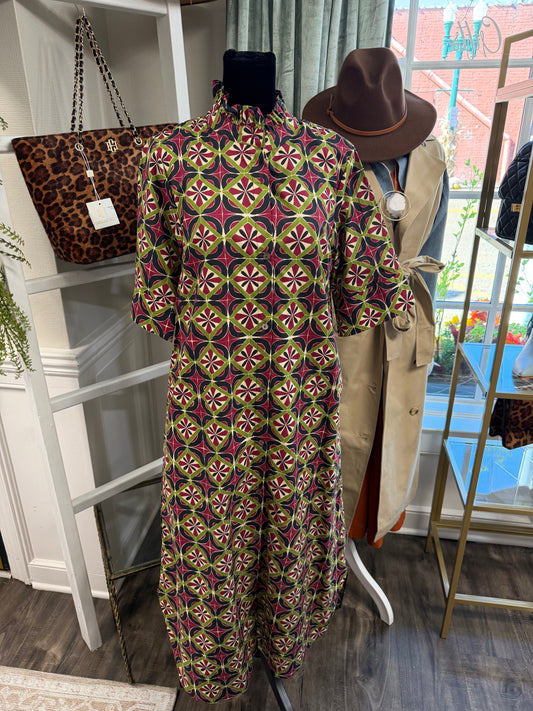 Geometric Print Midi Dress