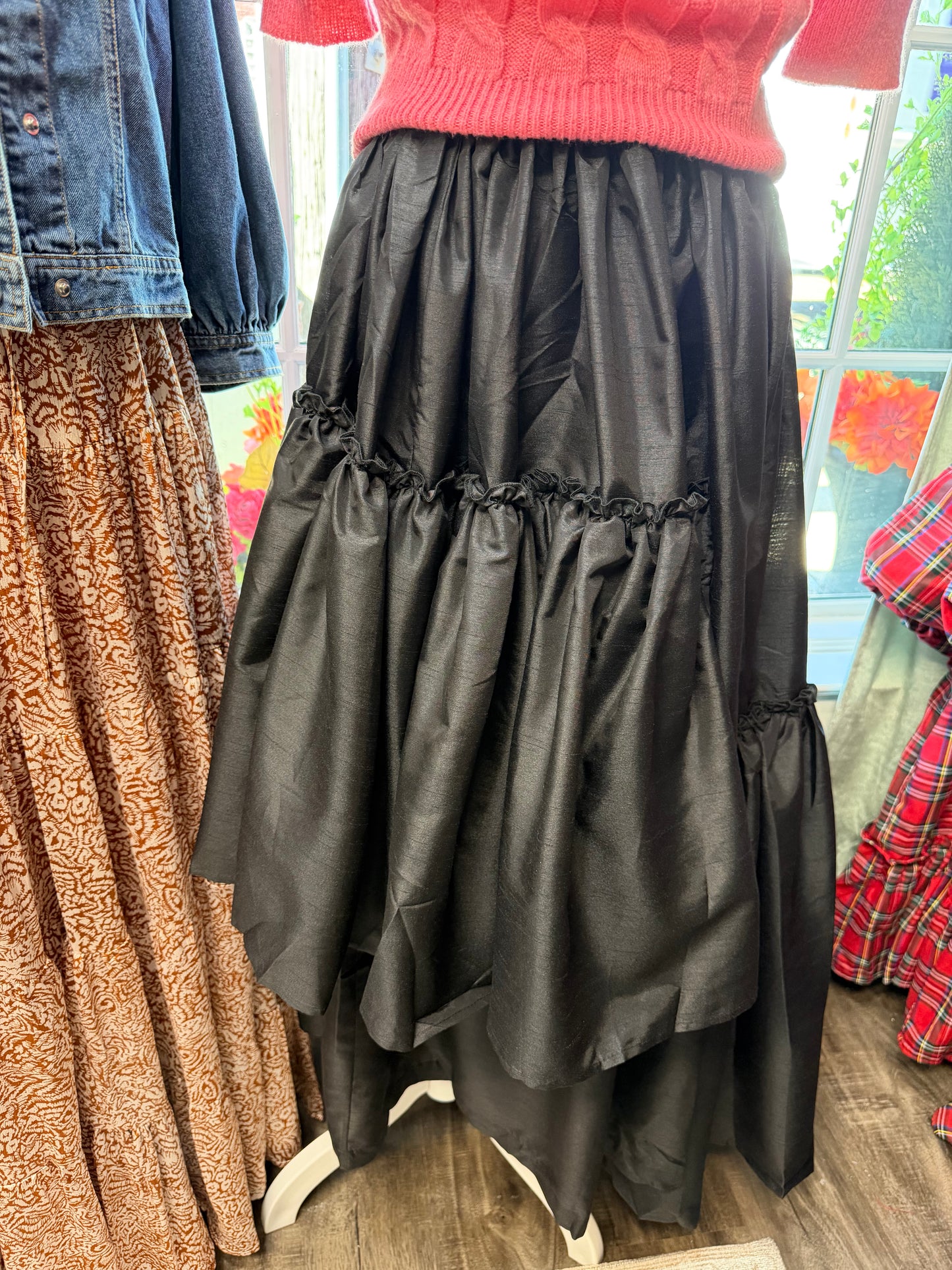 asymmetrical black skirt