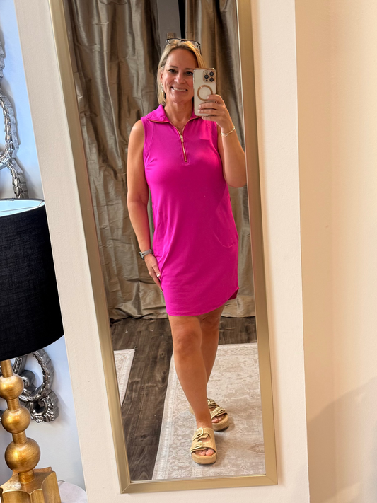 Quarter-Zip Sleeveless Dress