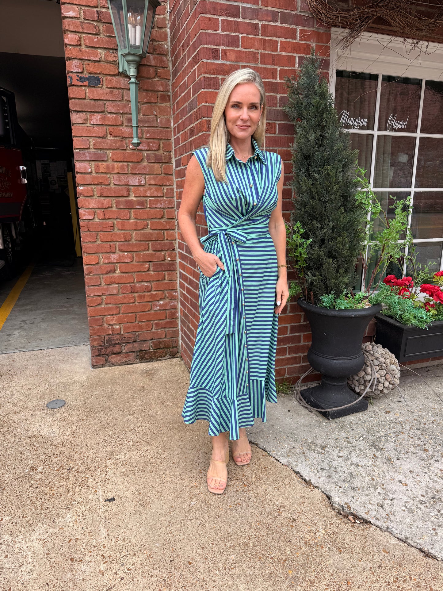 Mint & Navy Midi Dress