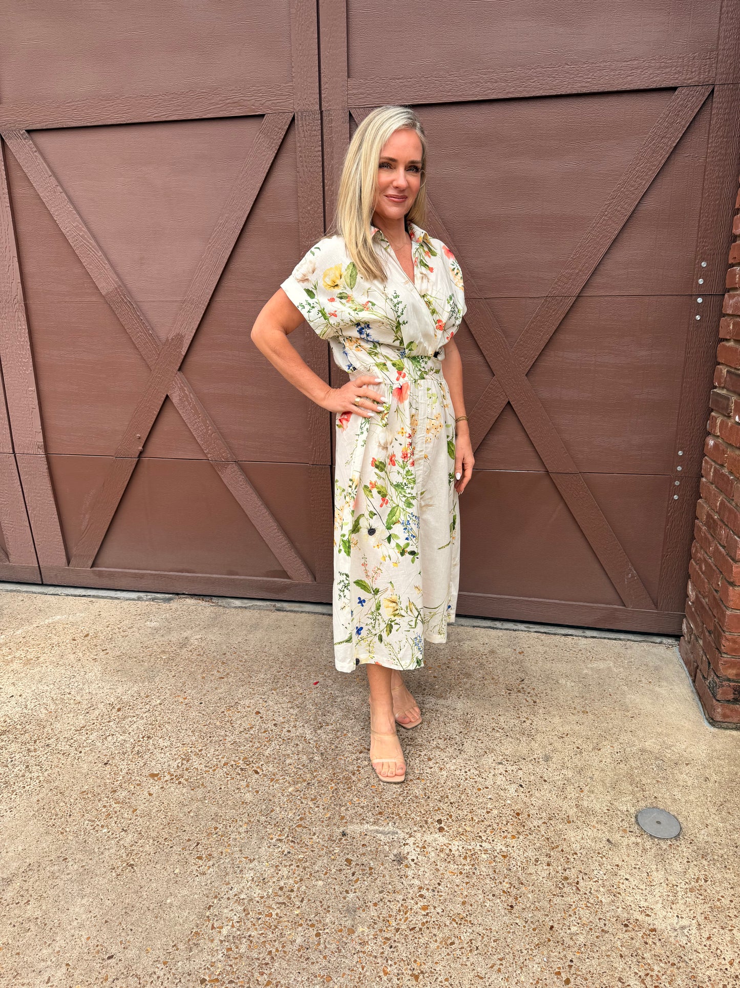 Floral Print Button Down Midi Dress