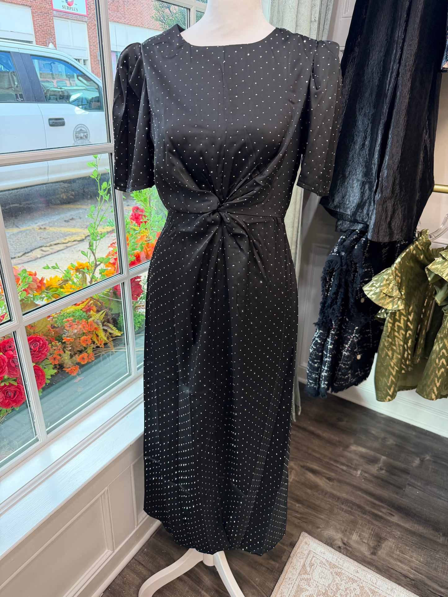 Rhinestone Knotted Maxi Dress