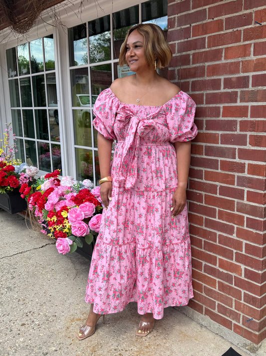 "Lacy" Floral Printed Midi Dress