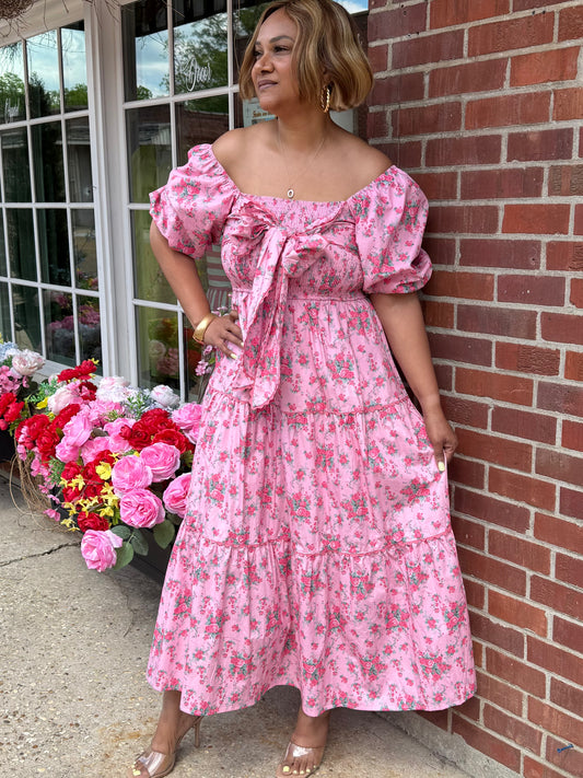 "Lacy" Floral Printed Midi Dress