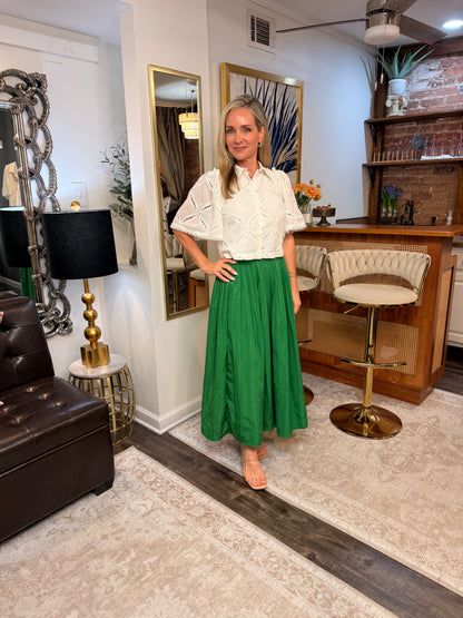 Green Pleated Skirt