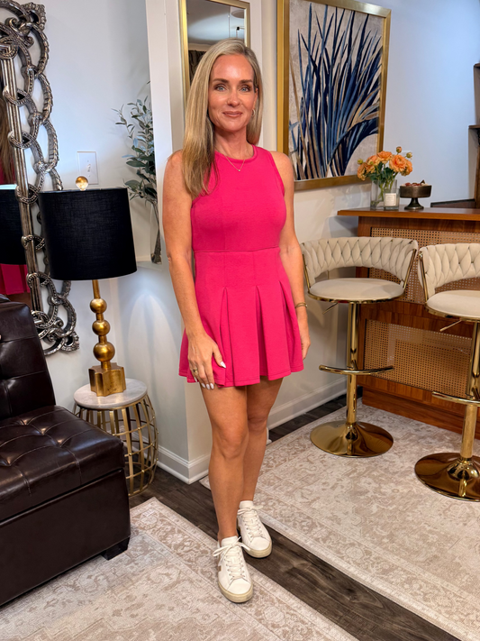 Sleeveless Pleated Mini Dress