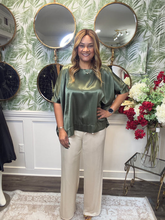 Lauren Satin Short Sleeve Top