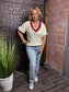 "Christy" Cream V Neck Sweater