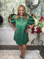 Hunter Green Puff Sleeve Dress