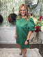 Hunter Green Puff Sleeve Dress