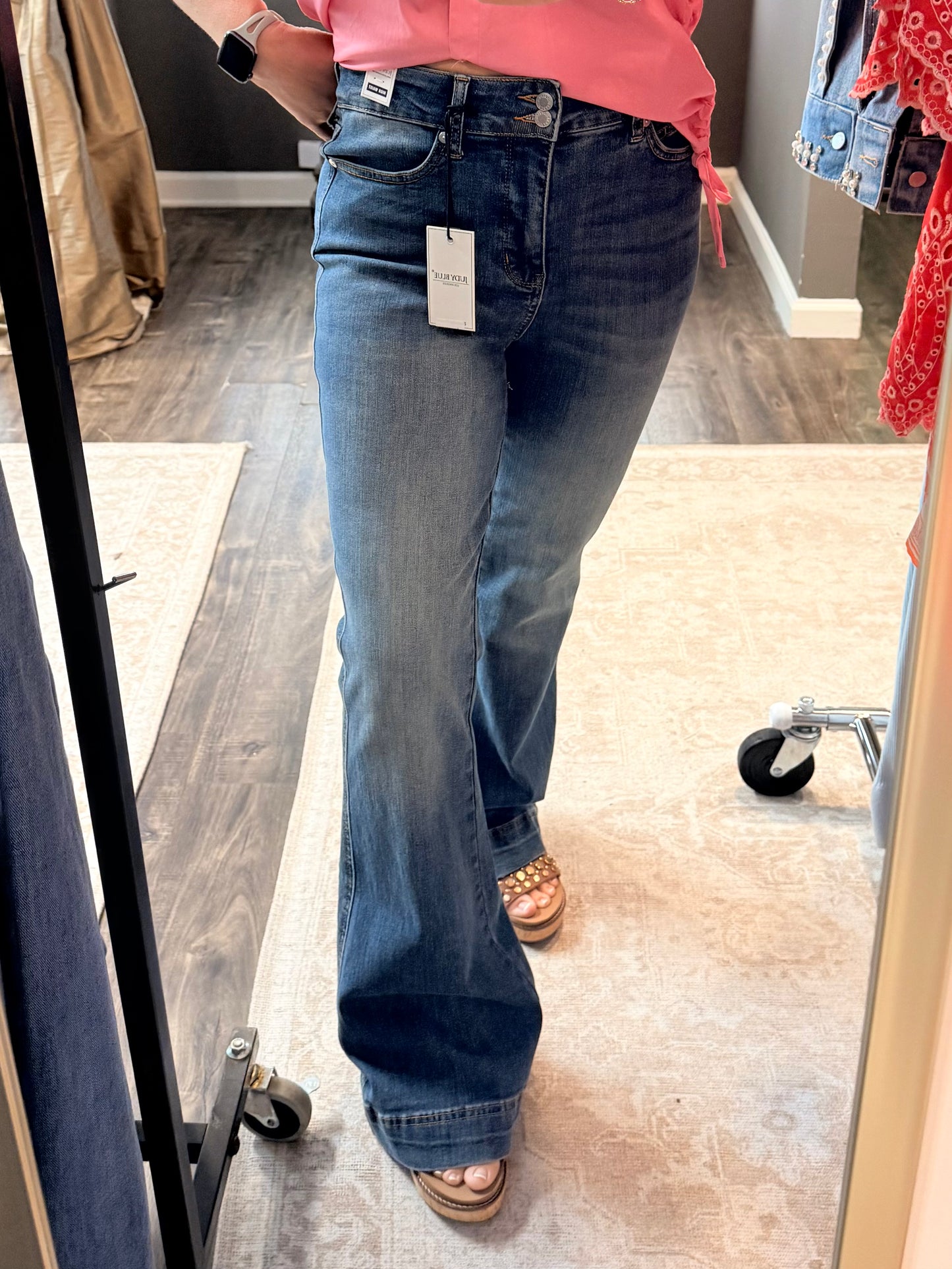 Judy Blue High Waist Flair Double Button with Tummy Control