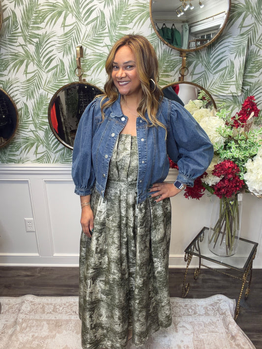 Olive Strapless Midi Dress