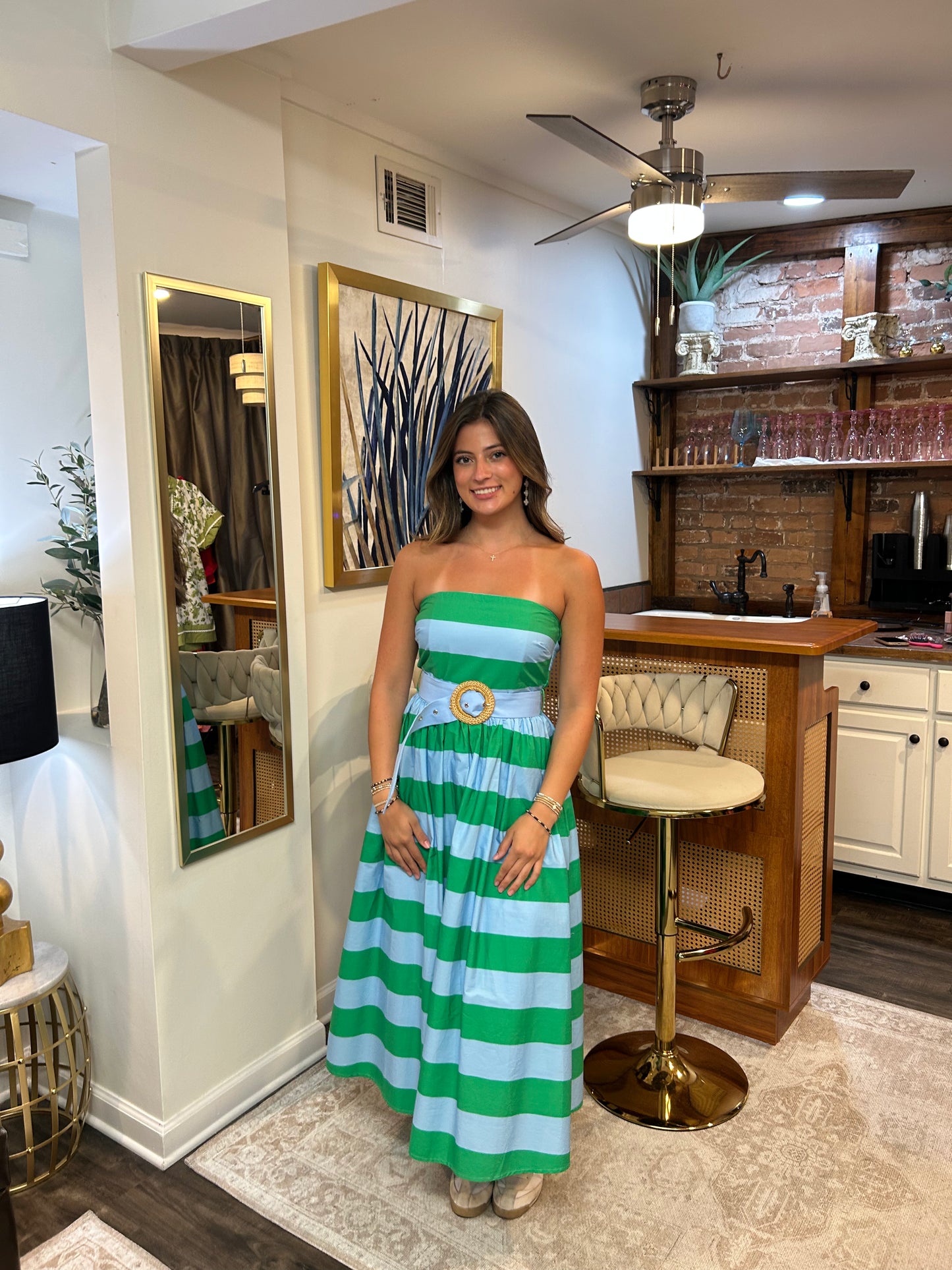 Adeline Striped Strapless Dress