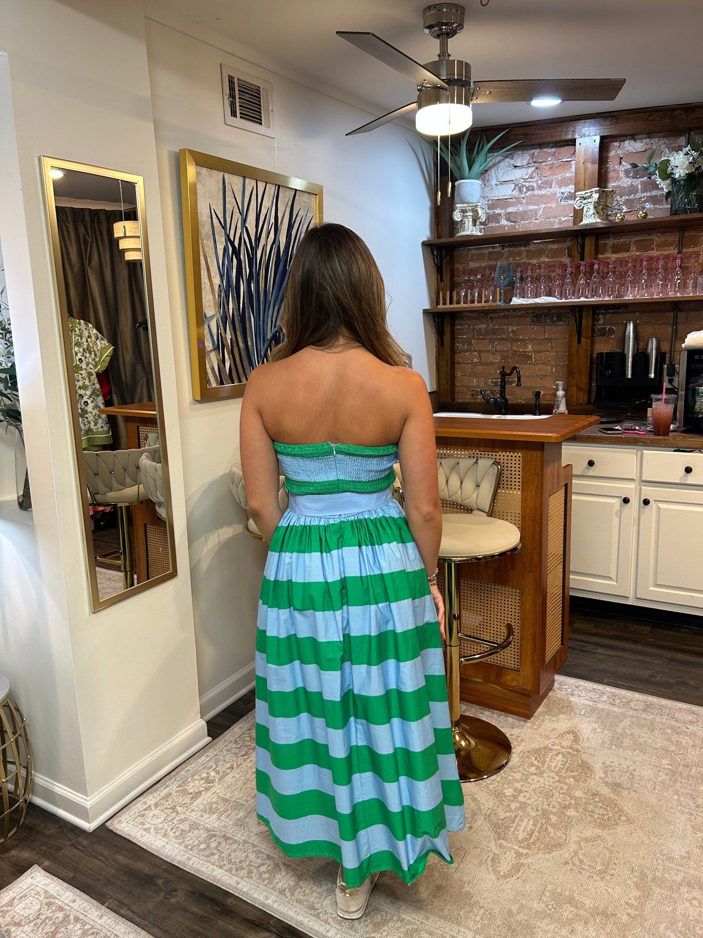 Adeline Striped Strapless Dress