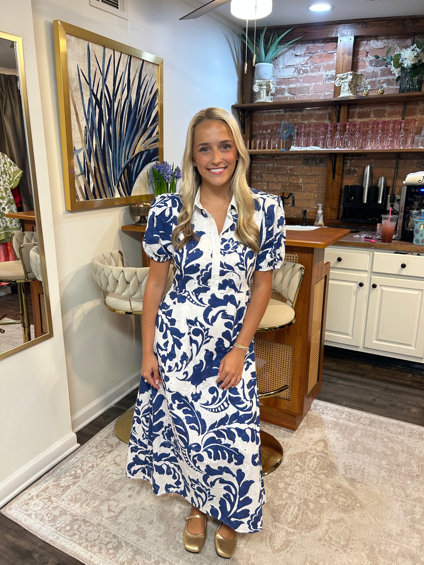 Megan Puff Sleeve Midi Dress