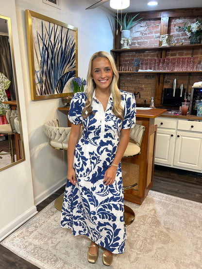 Megan Puff Sleeve Midi Dress