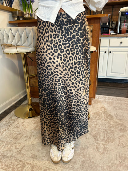 Lana Cheetah Satin Skirt