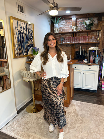 Lana Cheetah Satin Skirt