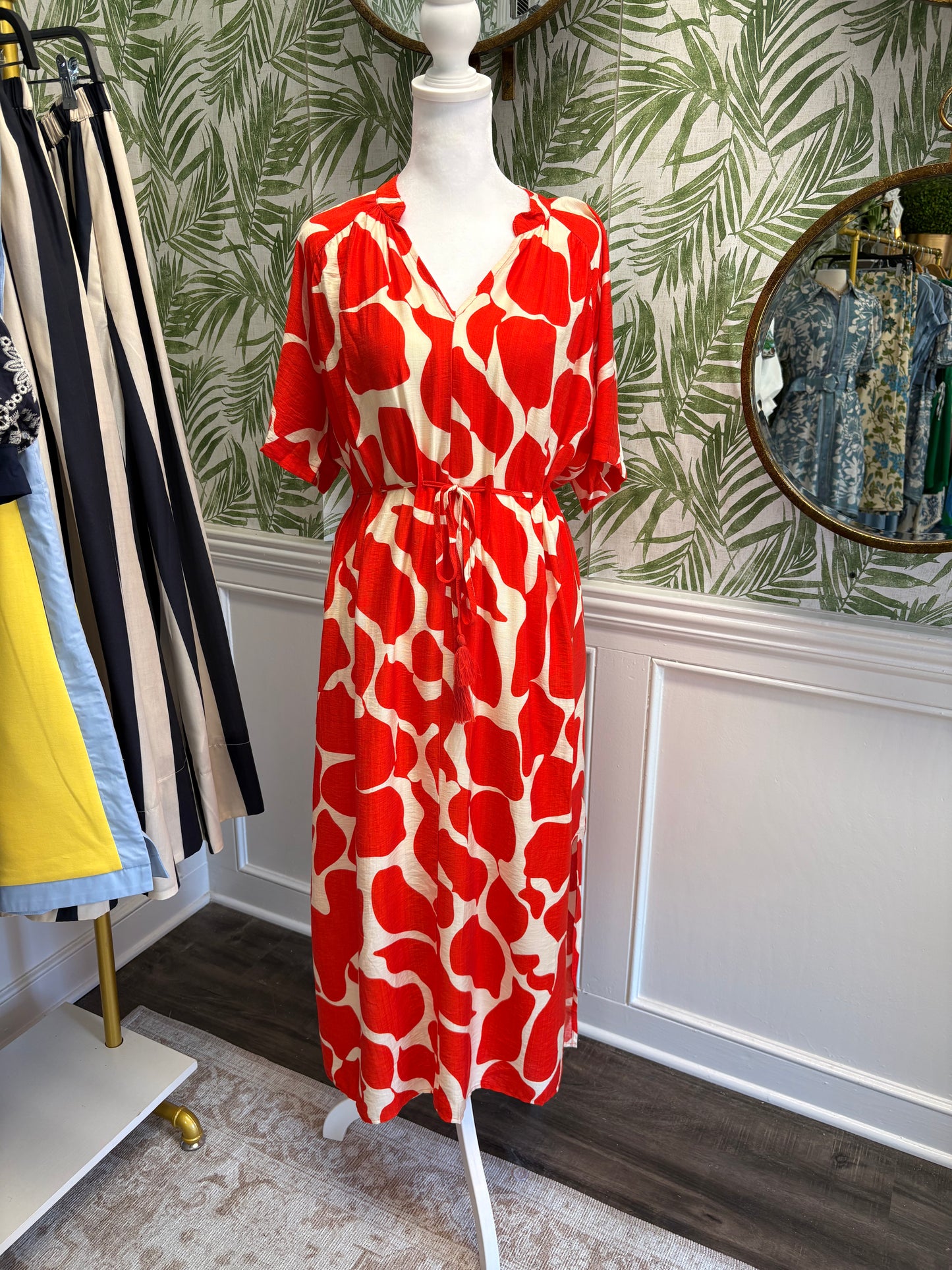 Giraffe Red Midi Dress