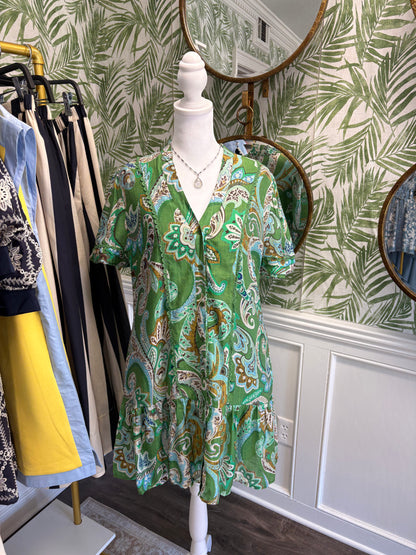 Paisley Green Mini Dress