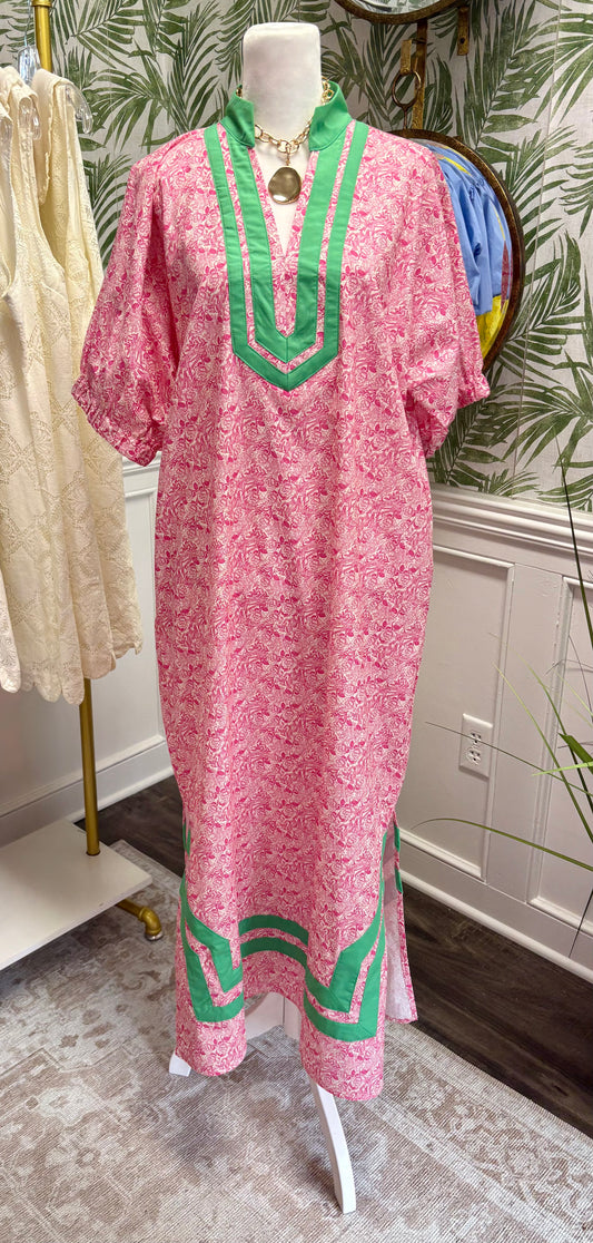 Pink & Green Floral Maxi Dress