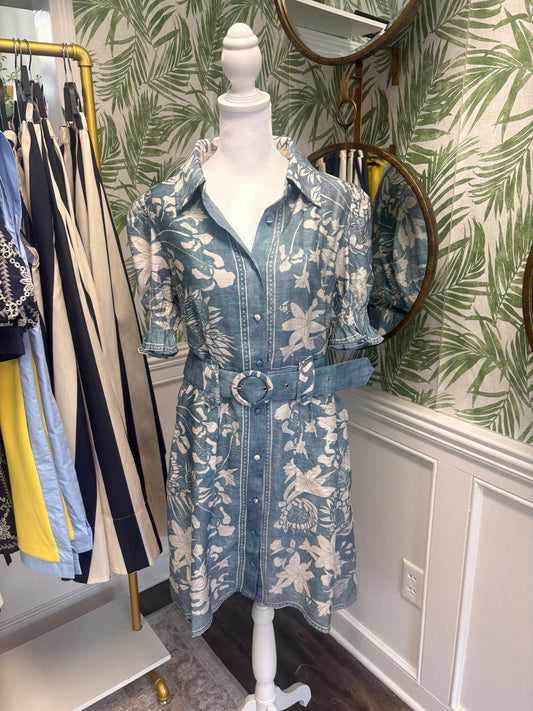 Mini Denim Floral Dress