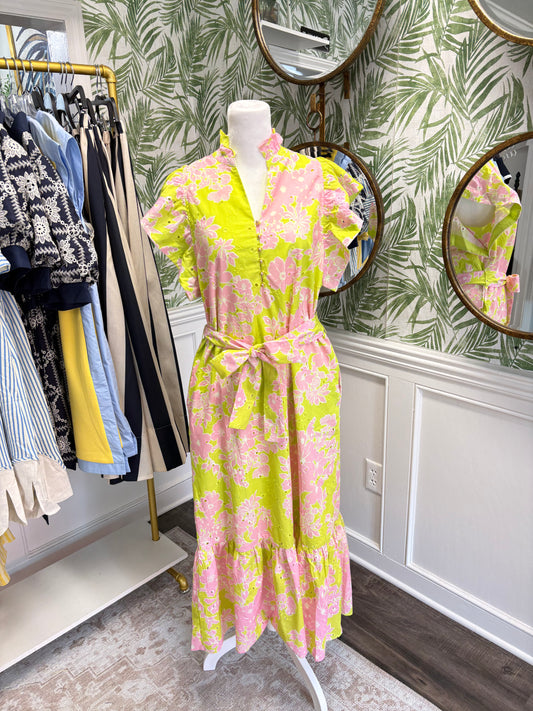 Lilly Midi Flutter Sleeve Dress