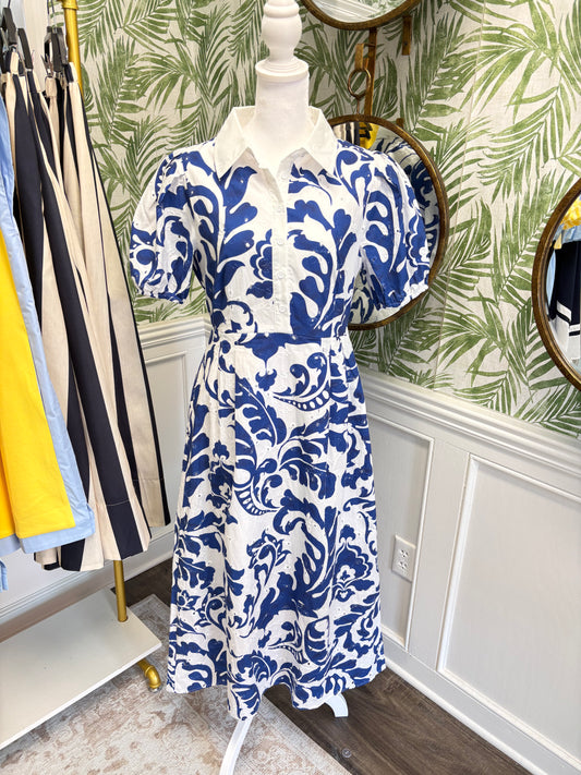 Megan Puff Sleeve Midi Dress