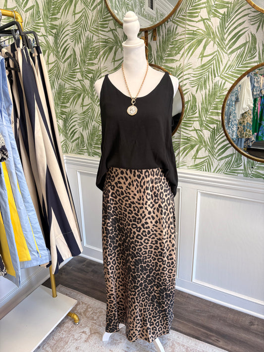 Lana Cheetah Satin Skirt