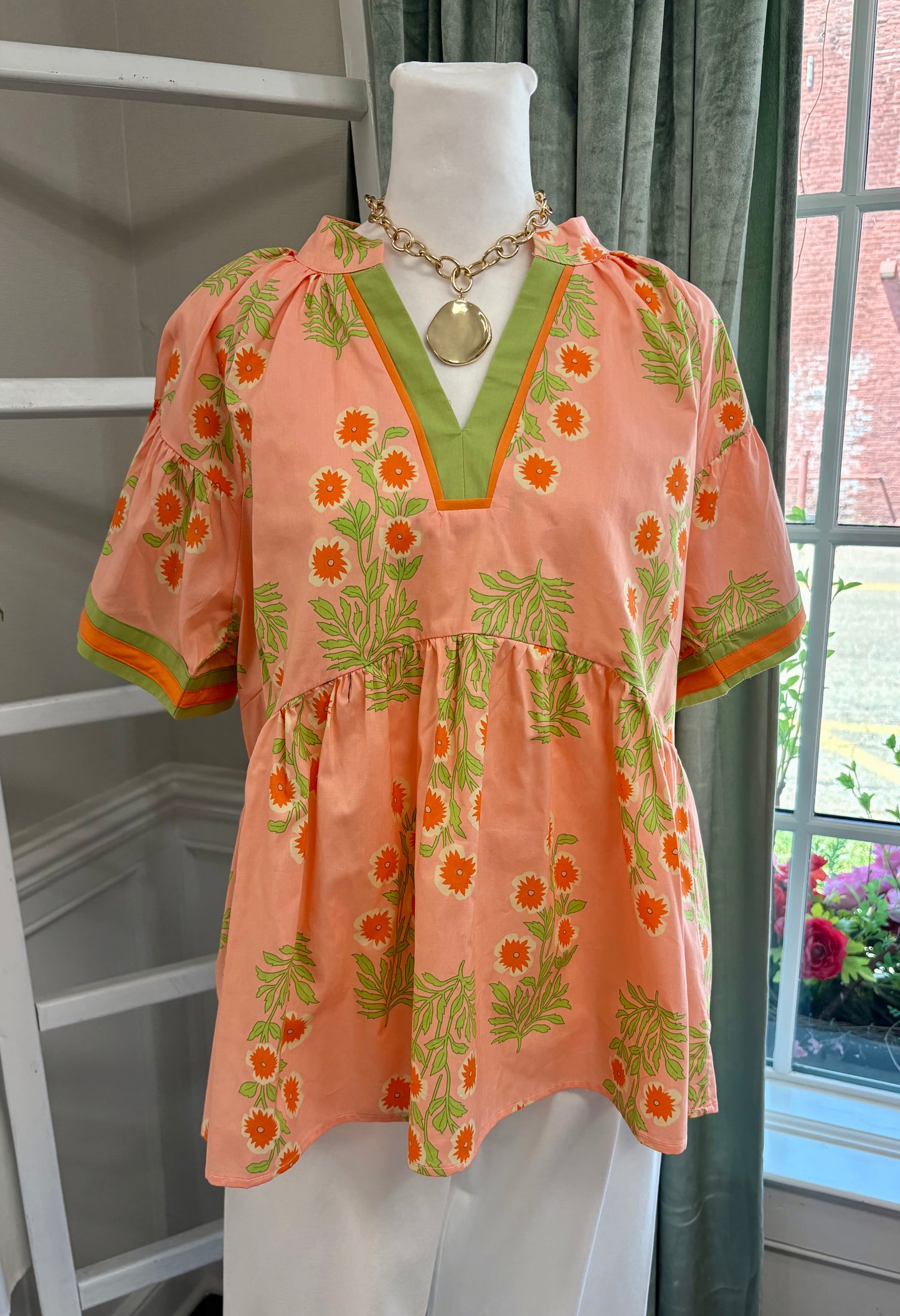 Floral Peach Babydoll Top