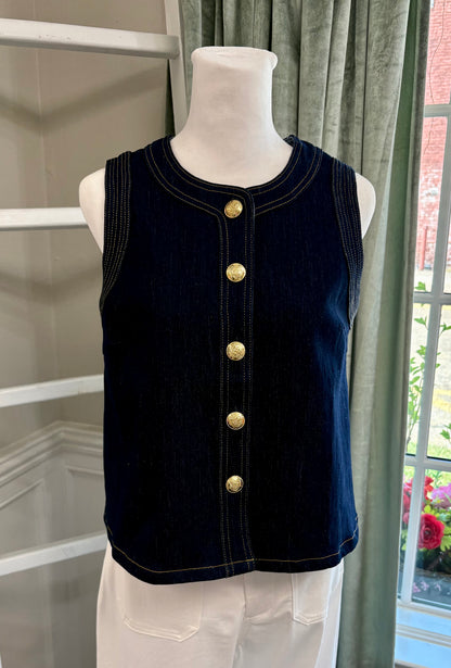 Stretch Button Denim Top