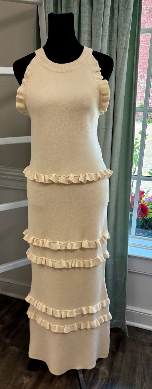 Ruffle Halter Maxi Dress