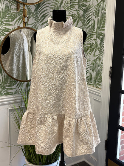 Ecru Textured Sleeveless Dress