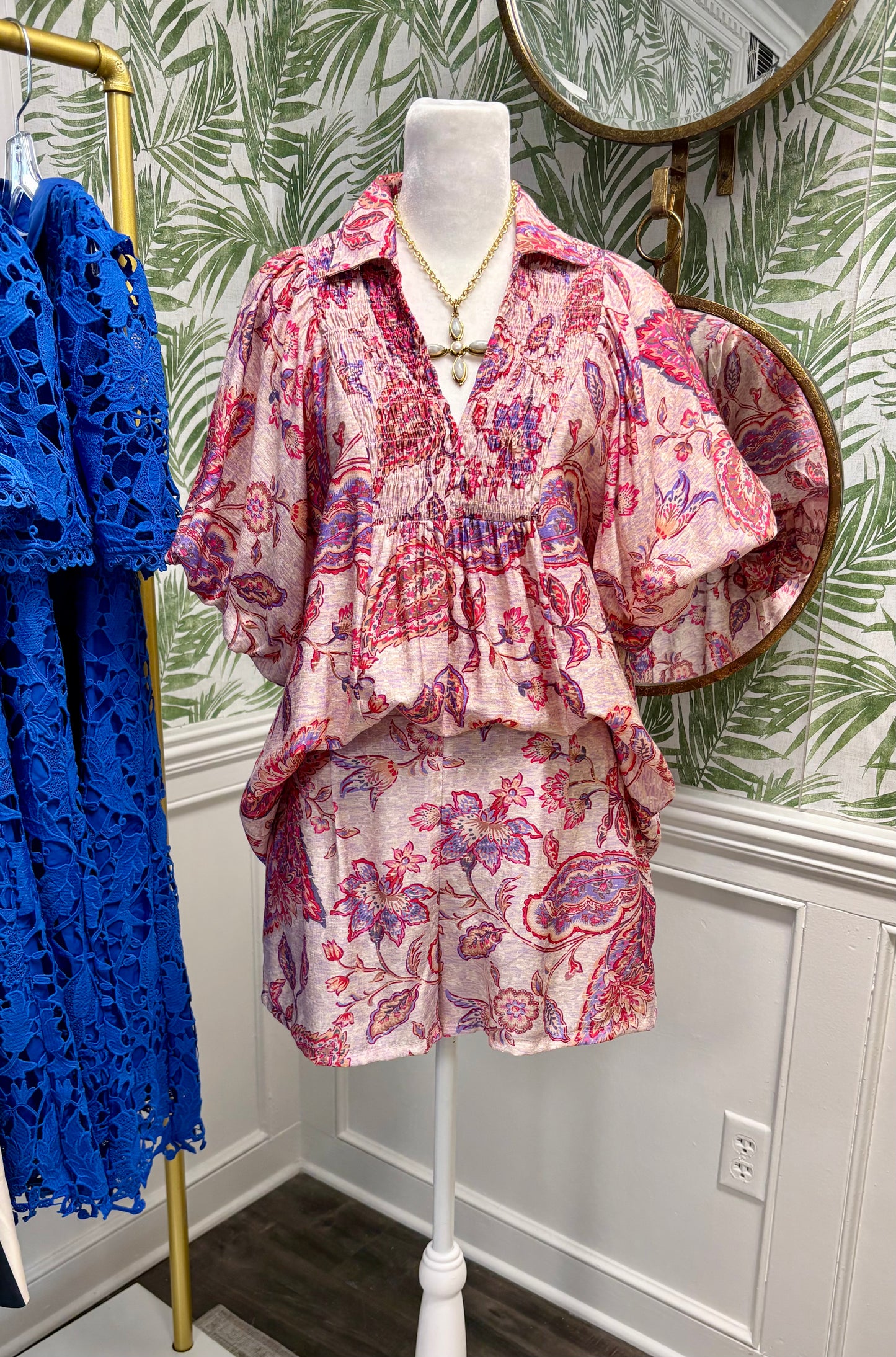 Paisley Pleated Shorts