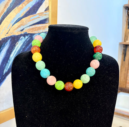 Chuncky Large Round Beaded Necklace Assorted Colors