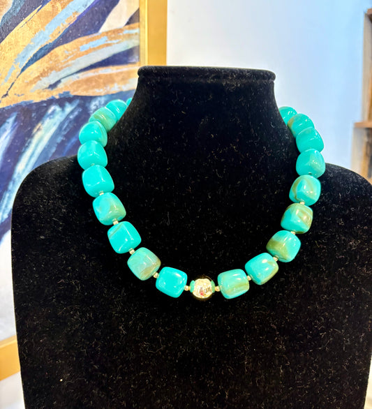 Chunky Square Beaded Necklace Assorted Colors