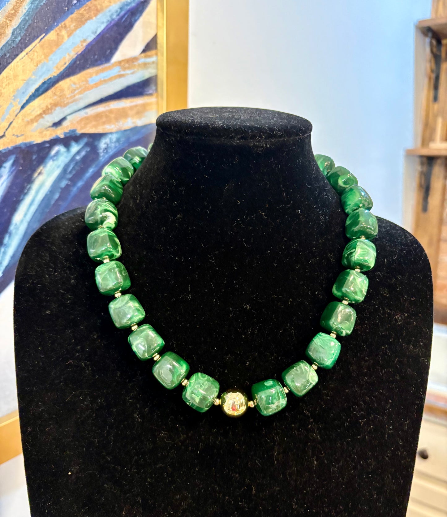 Chunky Square Beaded Necklace Assorted Colors