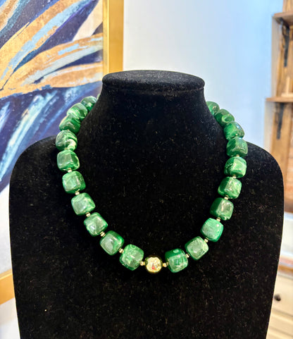 Chunky Square Beaded Necklace Assorted Colors
