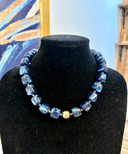 Chunky Square Beaded Necklace Assorted Colors